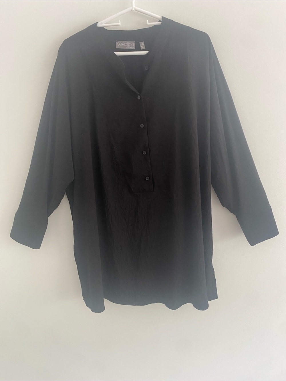 Ulla Popken Selection Minimalist Neutral Blade Collar Popover Tunic Black 28/30